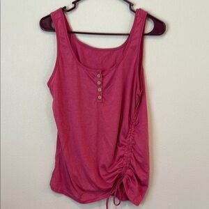 SHEIN Pink Ruched Sleeveless Tank Top